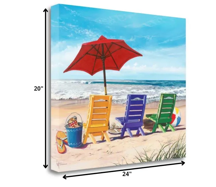 24" Bright and Colorful Beach Ready Setup Print on Gallery Wrap Canvas Wall Art