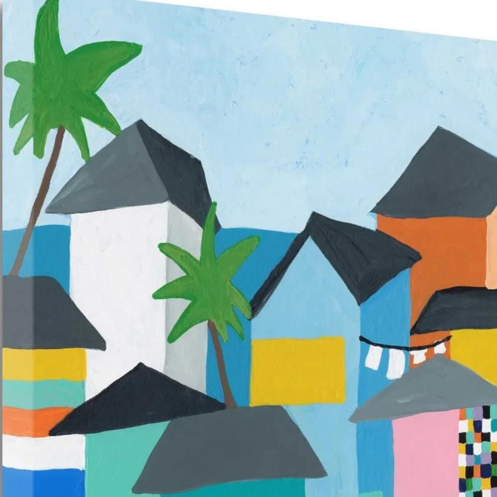24" Colorful Beachfront Houses Print on Gallery Wrap Canvas Wall Art
