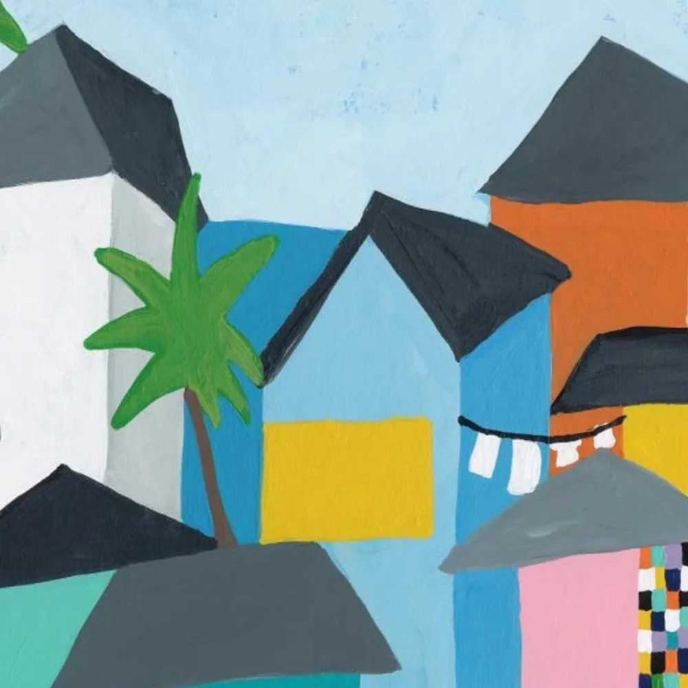 24" Colorful Beachfront Houses Print on Gallery Wrap Canvas Wall Art