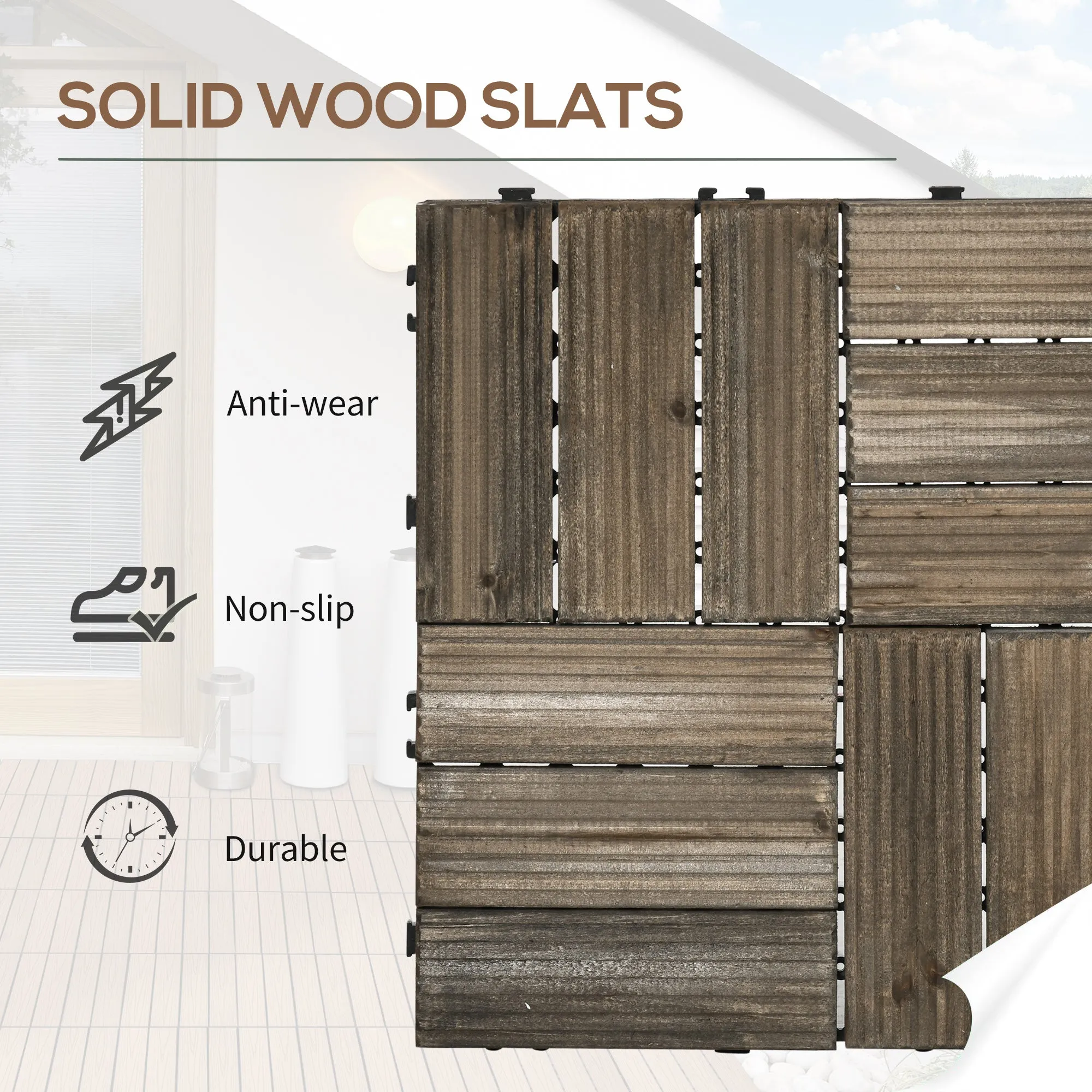 27-Piece Wooden Interlocking Decking Tiles