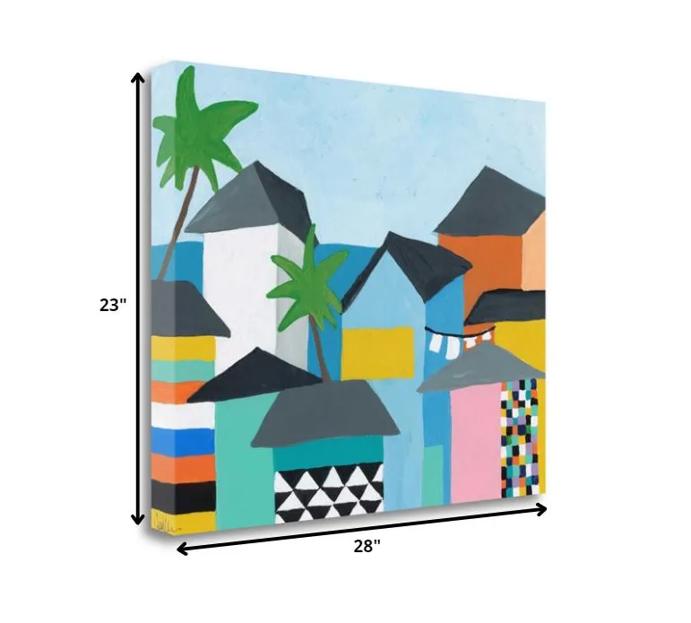 28" Colorful Beachfront Houses Print on Gallery Wrap Canvas Wall Art
