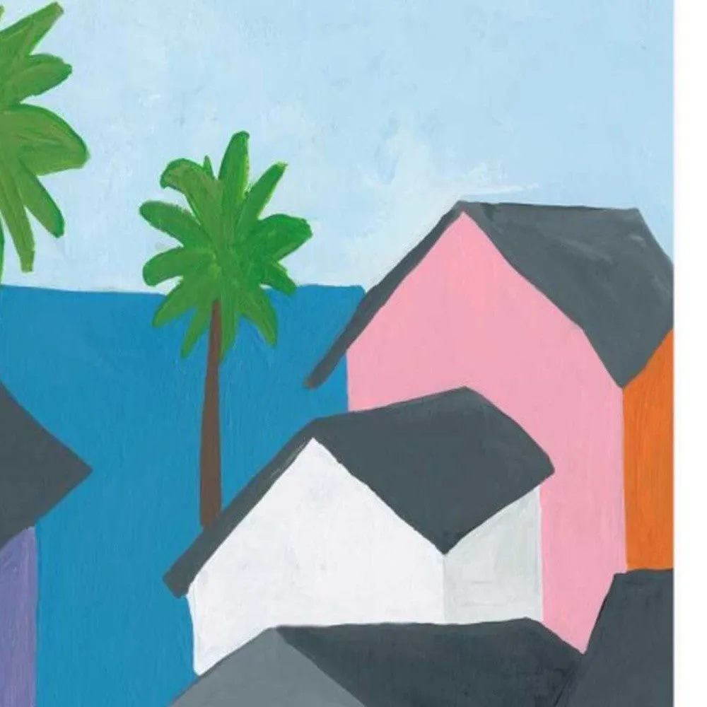 32" Colorful Beachfront Houses Print on Gallery Wrap Canvas Wall Art