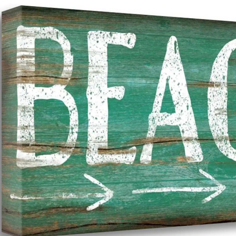 36" Bright Colorful Beach Sign Giclee Print on Gallery Wrap Canvas Wall Art
