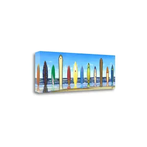 47" Colorful Standing Surfboards on the Beach Gallery Wrap Canvas Wall Art