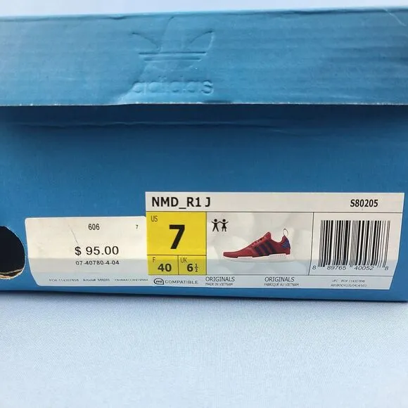 Adidas Kids Sneakers GS Size 7 NMD_R1 J Raspberry Blue Unity Pink Shoes S80205