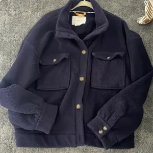 Anthropologie fuzzy blue jacket L