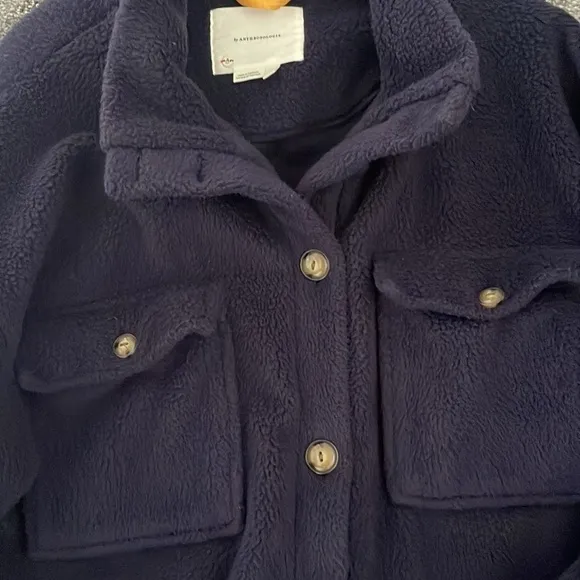 Anthropologie fuzzy blue jacket L