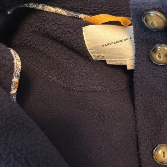Anthropologie fuzzy blue jacket L