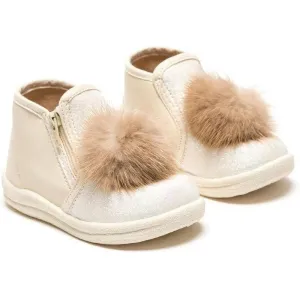 Baby Girls Cream Pom Pom Shoe/Boot
