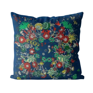 Blue Floral Printed Throw Pillow Cover