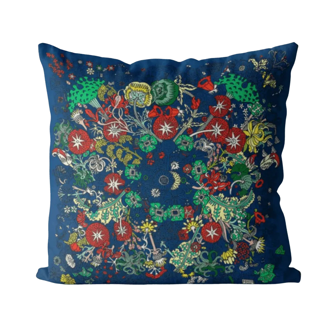 Blue Floral Printed Throw Pillow Cover