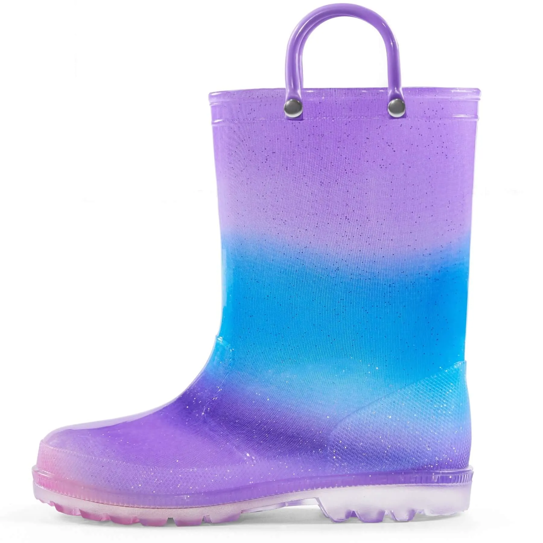 Blue Purple Gradient Glitter Rain Boots Kids