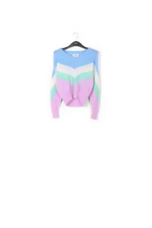 Blue, white and purple v pattern sweater