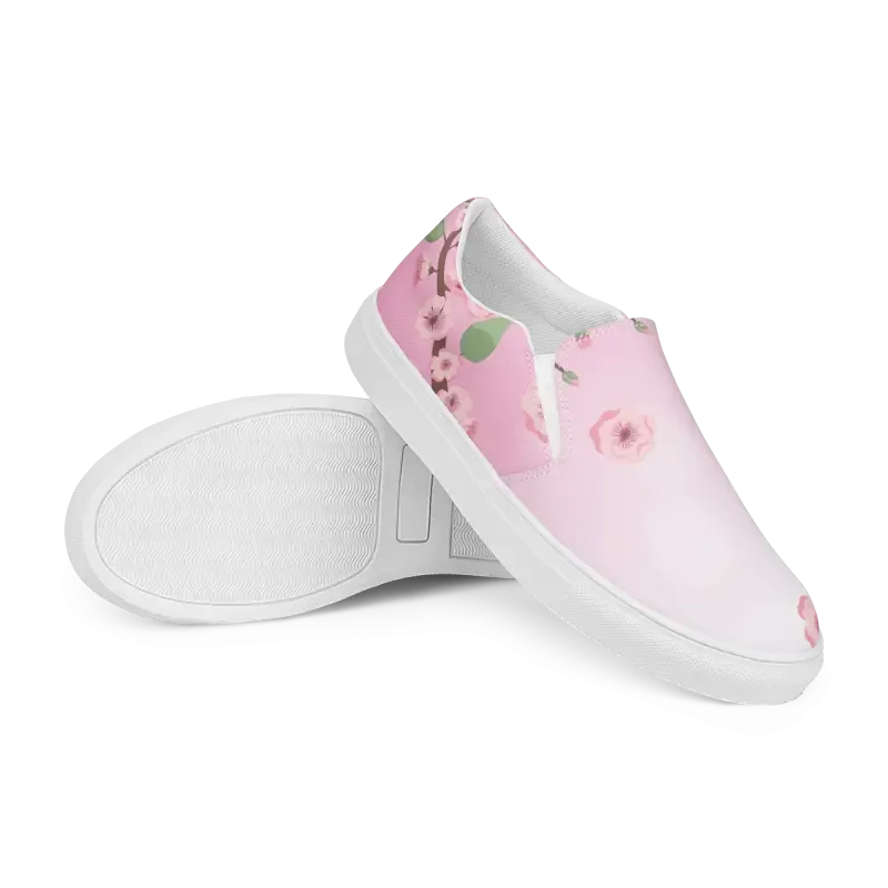 Bold Cherry Blossoms Slip on Shoes for All Day Comfort