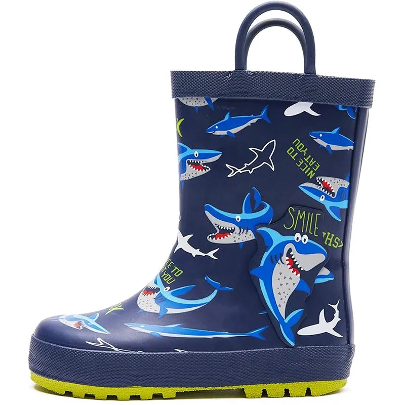 Boy&Girl Rain Boots Waterproof Blue Shark - K KomForme