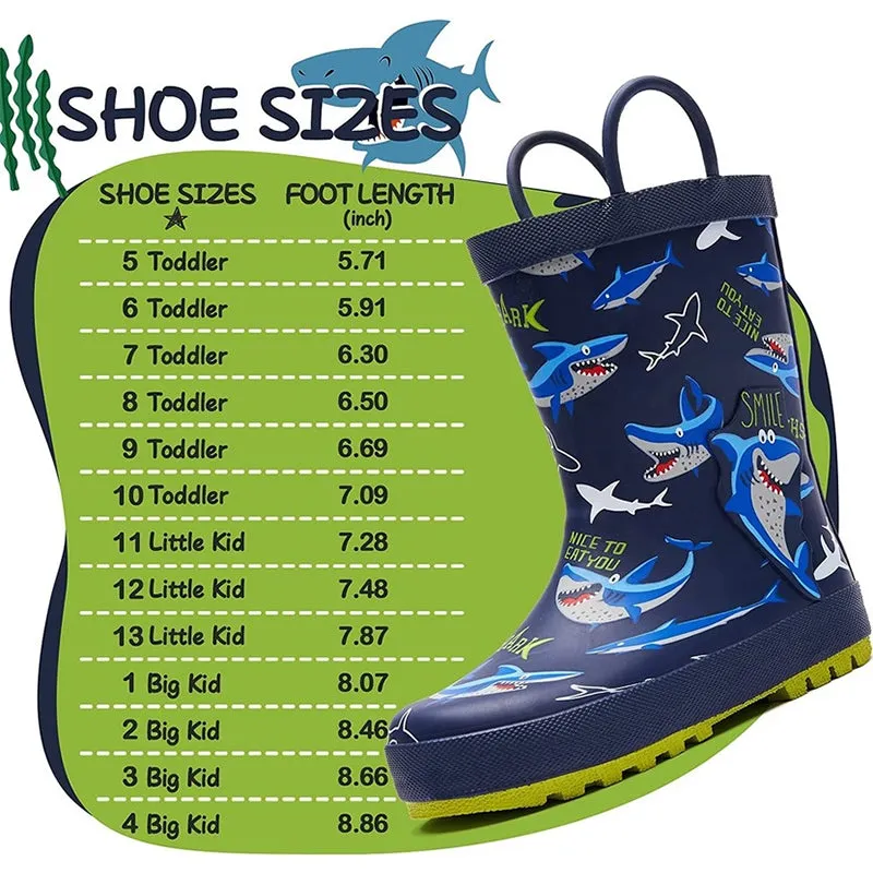 Boy&Girl Rain Boots Waterproof Blue Shark - K KomForme