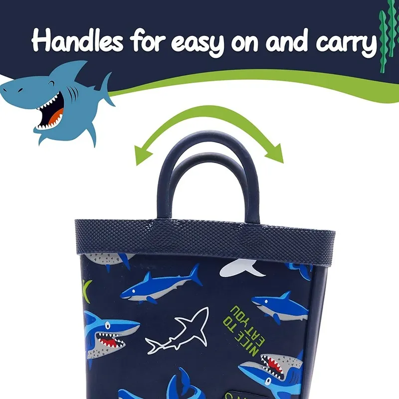Boy&Girl Rain Boots Waterproof Blue Shark - K KomForme