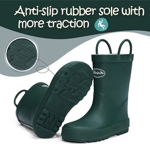 Boy&Girl Rain Boots Waterproof  Dark Green-KomForme