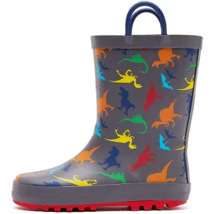 Boy&Girl Rain Boots Waterproof Gray Dinosaur - K KomForme