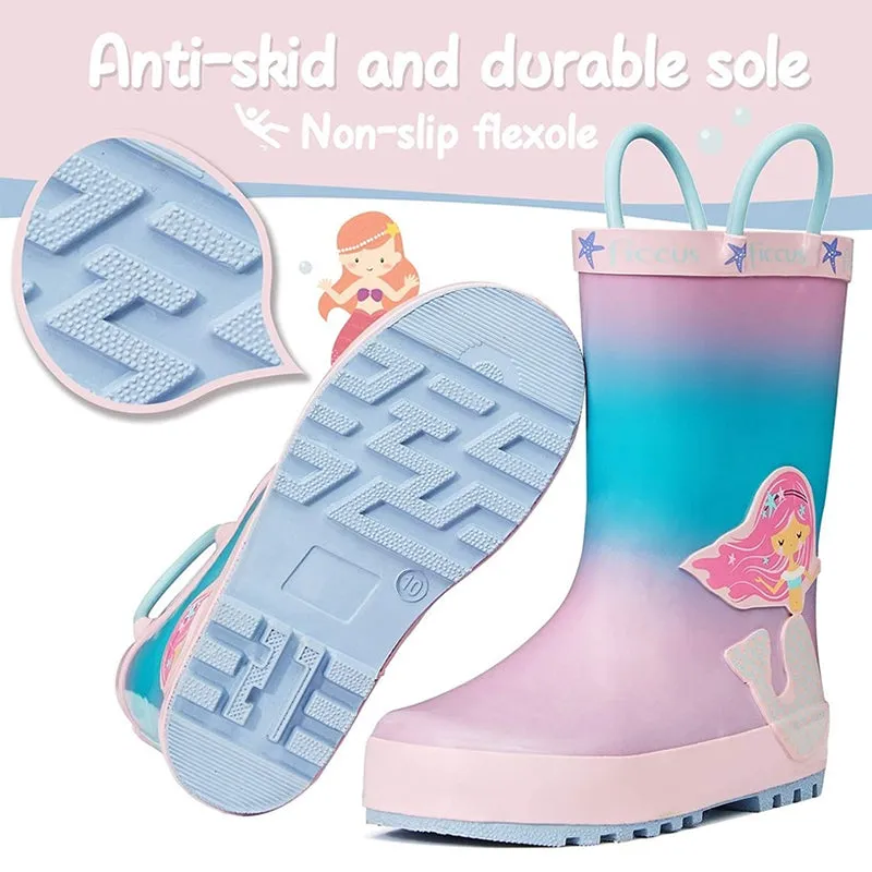 Boy&Girl Rain Boots Waterproof Princess Mermaid - K KomForme
