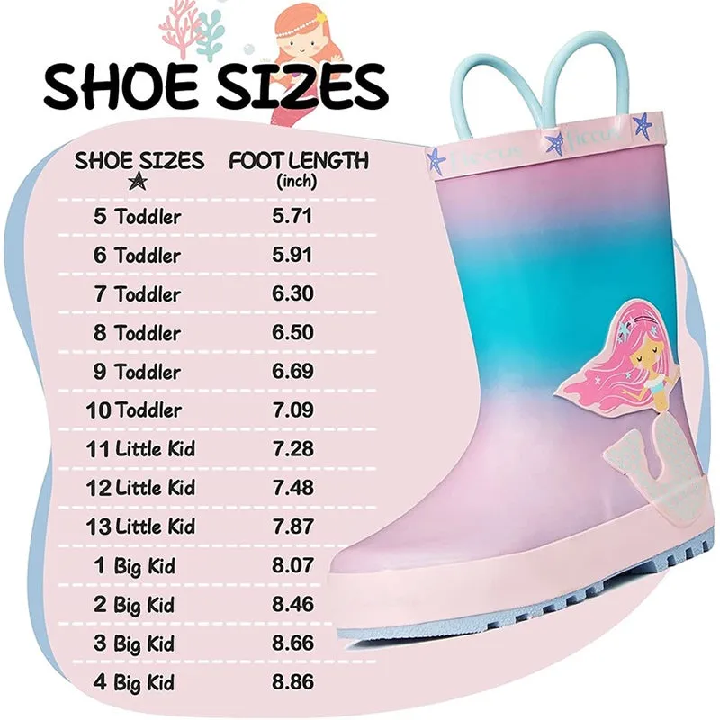 Boy&Girl Rain Boots Waterproof Princess Mermaid - K KomForme