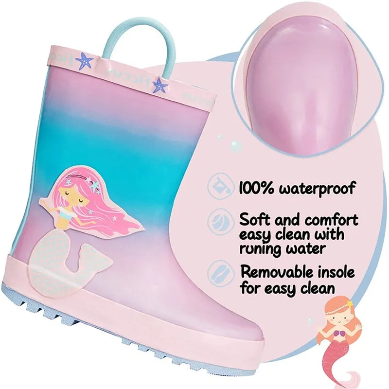 Boy&Girl Rain Boots Waterproof Princess Mermaid - K KomForme