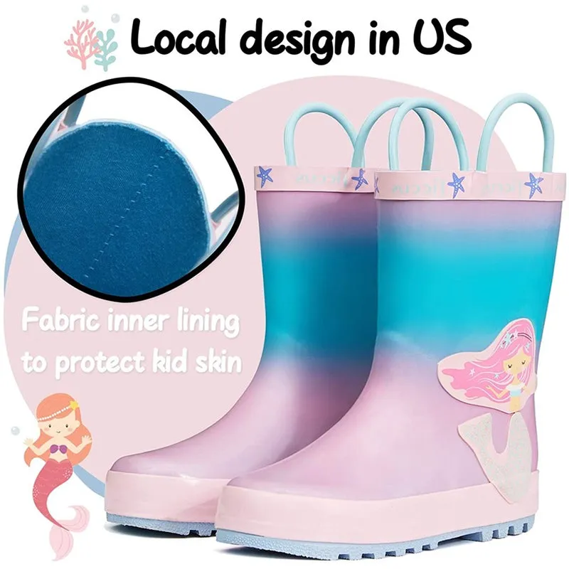 Boy&Girl Rain Boots Waterproof Princess Mermaid - K KomForme