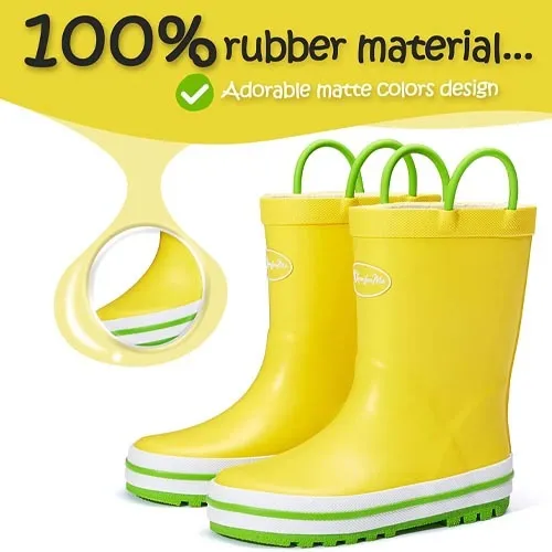 Boy&Girl Rain Boots Waterproof Yellow - KomForme