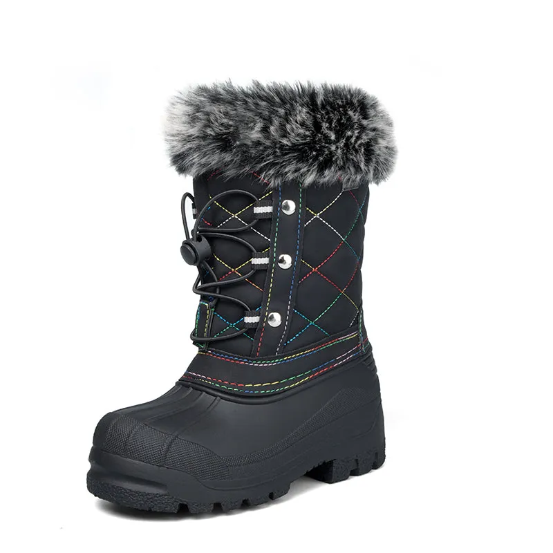 Boys and Girls Snow Boots Insulated Fur Lined Warm Anti-Slip Waterproof Winter Boot -K KomForme