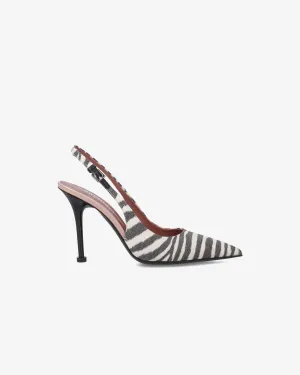 Chanel Canvas Zebra with Glossy Black Stiletto Heel
