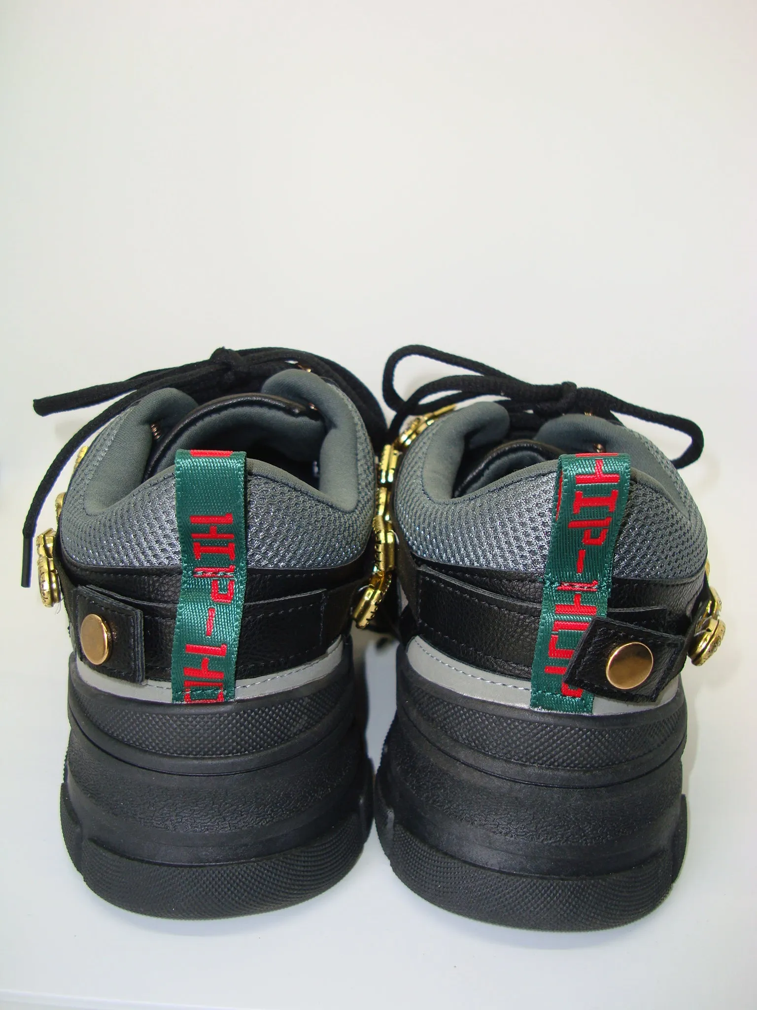 Chunky Green Mesh Jeweled Sneaker