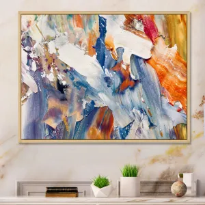 Colorful Abstract Painting Strokes XII - Print on Canvas Wrought Studio™ Size: 12" H x 20" W x 1" D Format: Brown Floater Framed