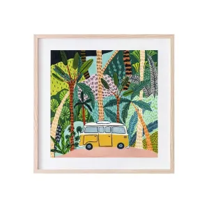Colorful Botanical Jungle and Camper Van Wall Print