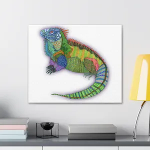 Colorful Iguana Gallery Wrapped Canvas - Artwork by Sadie Rothenberg - 20” x 24”