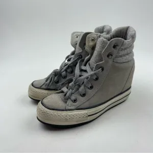 CONVERSE All Star HIDDEN WEDGE Womens Size 7.5 Gray Suede Casual Sneaker 544849C