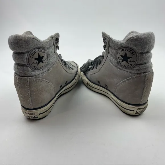 CONVERSE All Star HIDDEN WEDGE Womens Size 7.5 Gray Suede Casual Sneaker 544849C