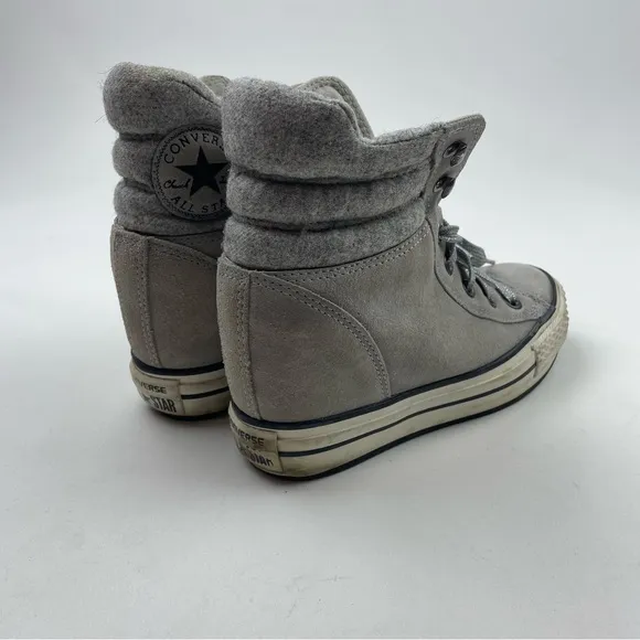 CONVERSE All Star HIDDEN WEDGE Womens Size 7.5 Gray Suede Casual Sneaker 544849C