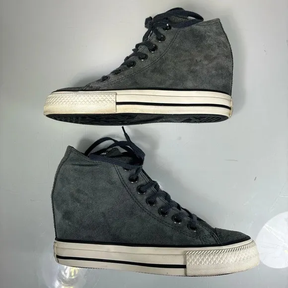 Converse Lux Hidden Wedge Gray Suede Lace Up Sneakers Size 6