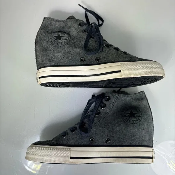 Converse Lux Hidden Wedge Gray Suede Lace Up Sneakers Size 6