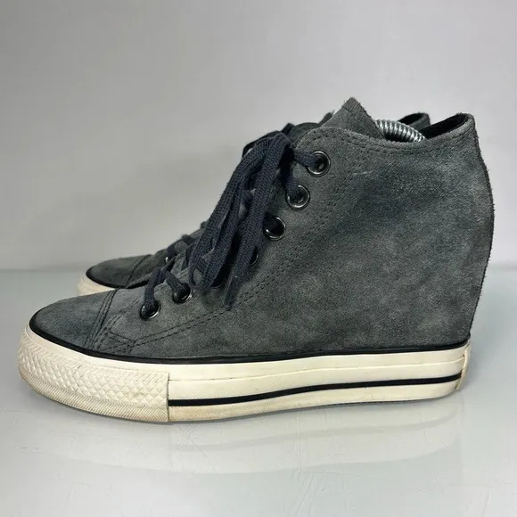 Converse Lux Hidden Wedge Gray Suede Lace Up Sneakers Size 6