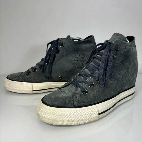 Converse Lux Hidden Wedge Gray Suede Lace Up Sneakers Size 6