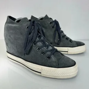 Converse Lux Hidden Wedge Gray Suede Lace Up Sneakers Size 6