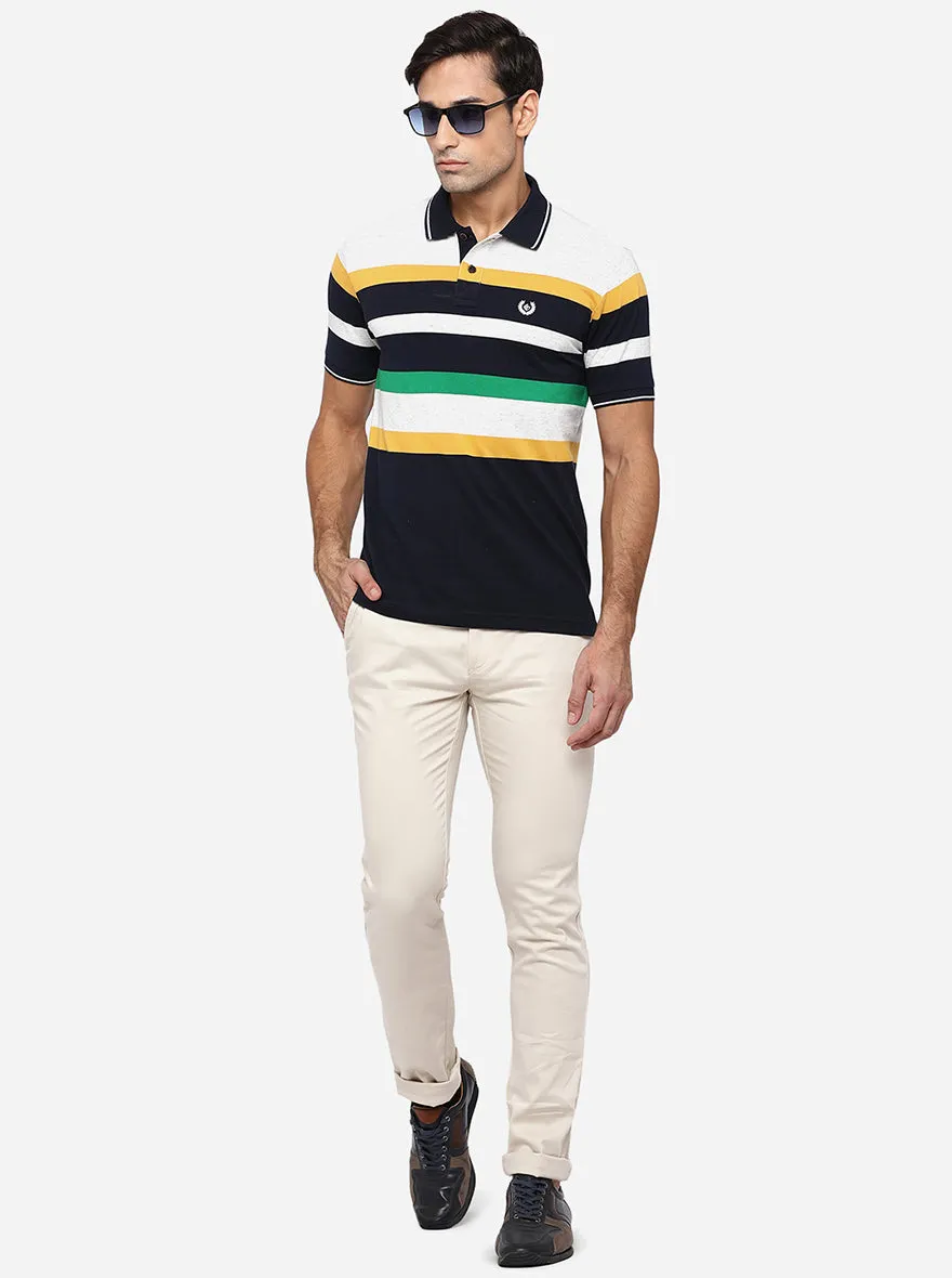 Cream Solid Super Slim Fit Casual Trouser | Greenfibre