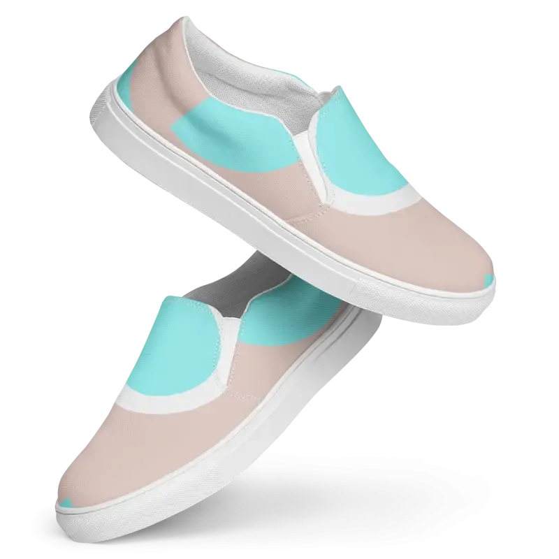 Cyan Geometric Slip on Canvas Shoes for Women