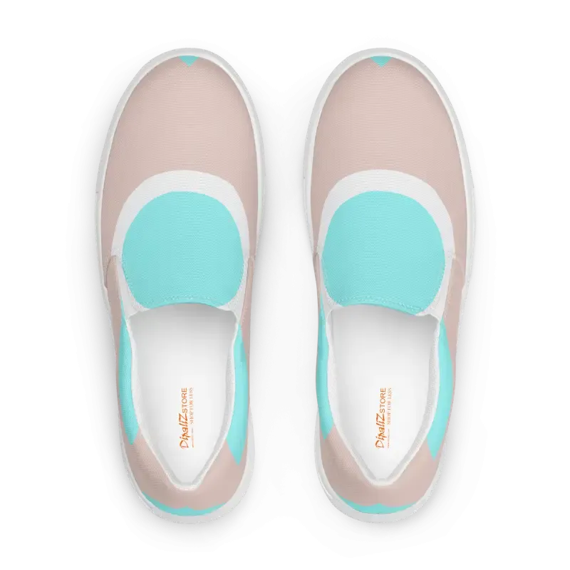 Cyan Geometric Slip on Canvas Shoes for Women
