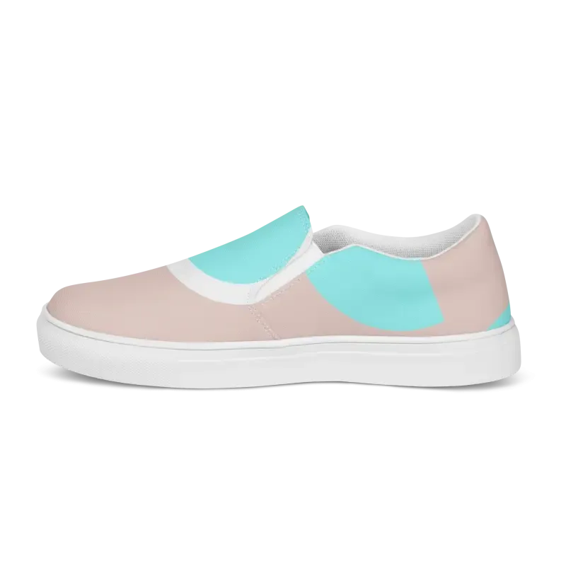 Cyan Geometric Slip on Canvas Shoes for Women