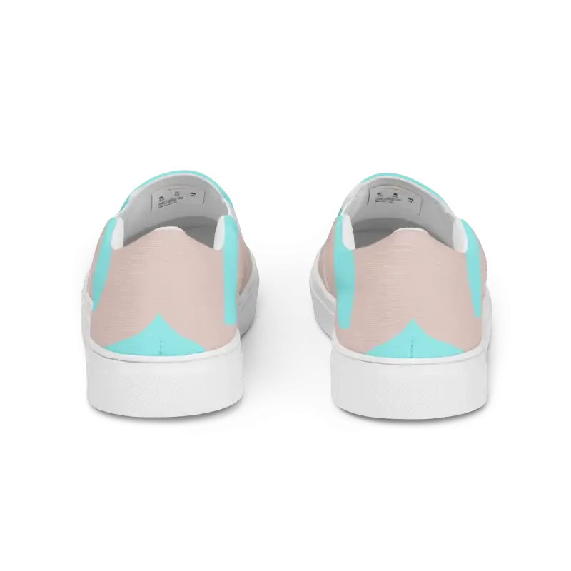 Cyan Geometric Slip on Canvas Shoes for Women
