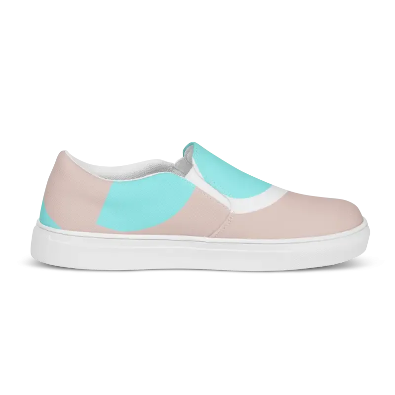 Cyan Geometric Slip on Canvas Shoes for Women