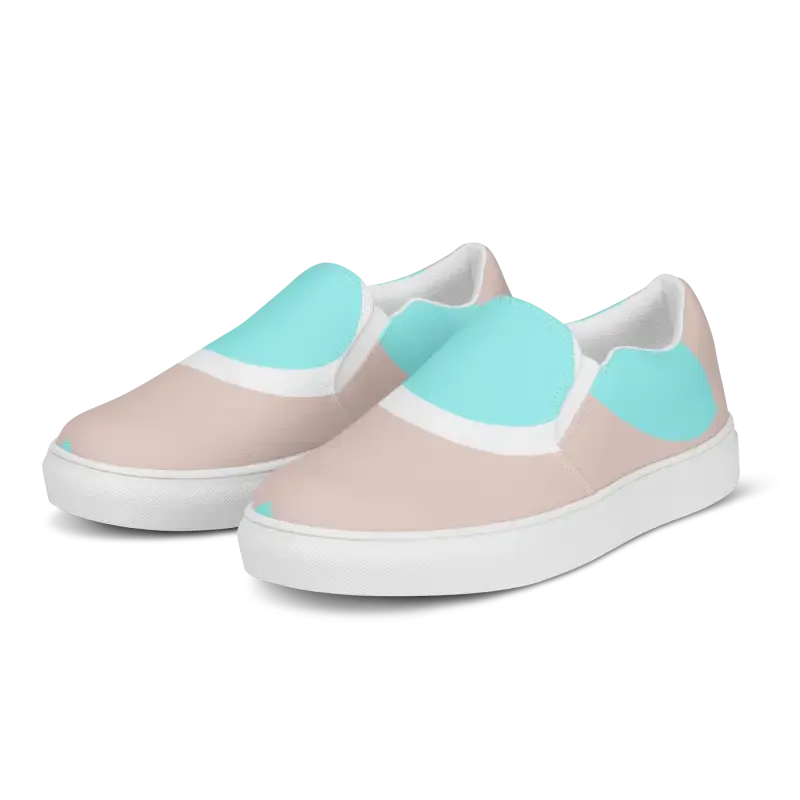 Cyan Geometric Slip on Canvas Shoes for Women