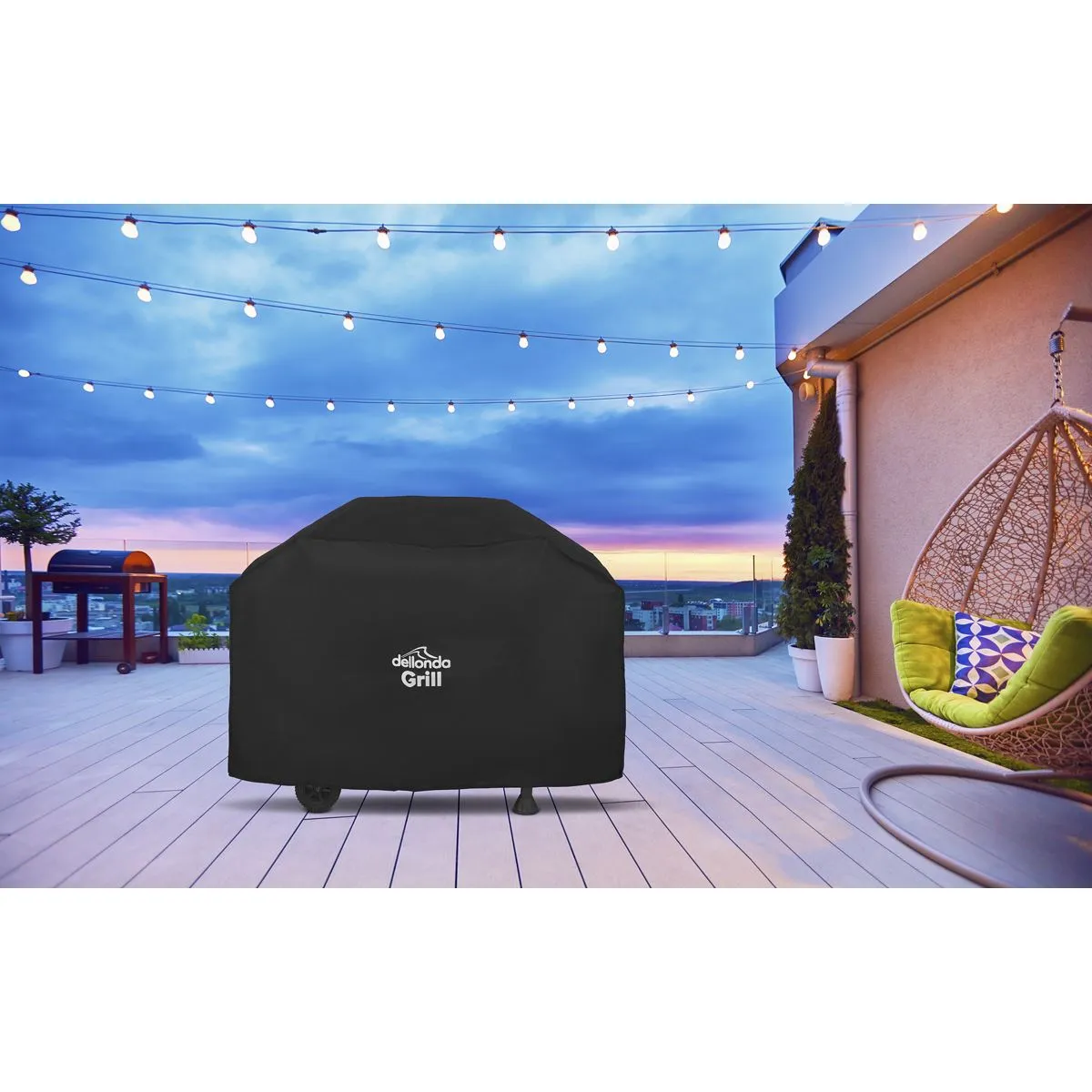 Dellonda Black PVC Cover for BBQs, Water-Resistant 1325 x 1130mm